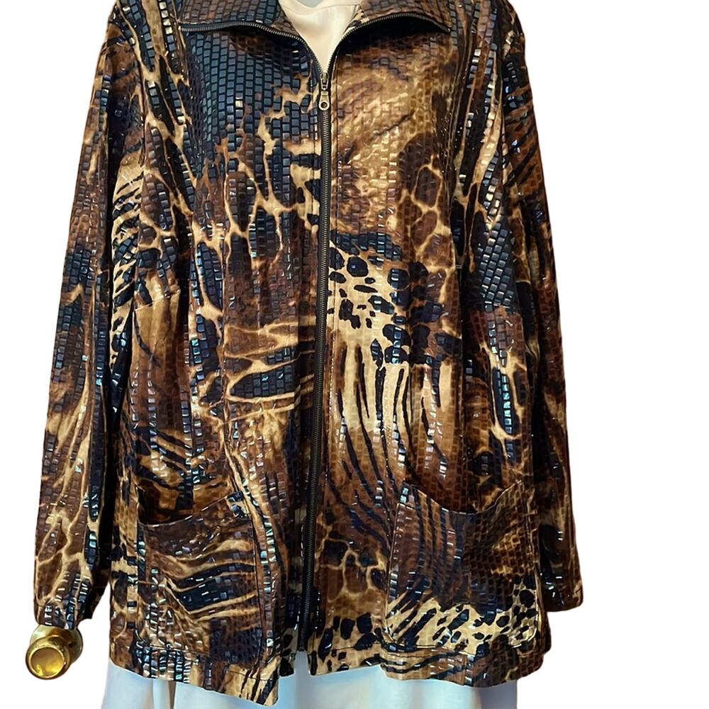 Womens Plus, Ruby Road Woman sz 24w Sassy Leopard Animal print Jacket w/Pockets